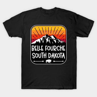 Belle Fourche South Dakota Vintage Mountain Sunset T-Shirt